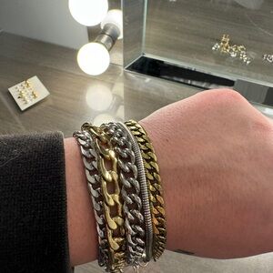 Jenny Bird Stylish Silver and Gold Chain Bracelet Set